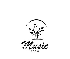 Tree music  logo design template