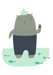 Cute retro bear for kids baby room illustration vector poster wallart, birthday card greeting card birth greetings kids fashion, fabrics, bedding, nursery art, gifts, wrapping artwork baby party