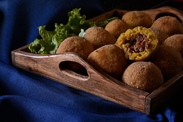 italian street food on Arancini, Rice's fried's balls