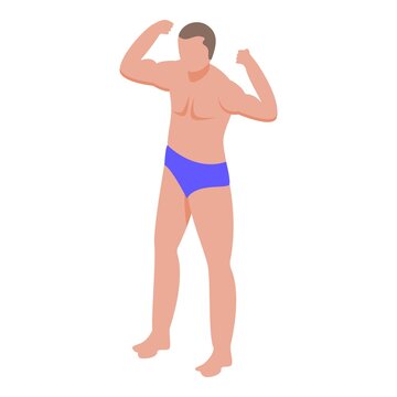 Young boy bodybuilding icon. Isometric of young boy bodybuilding vector icon for web design isolated on white background