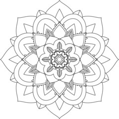 Easy Mandala coloring book simple and basic for beginners, seniors and children. Set of Mehndi flower pattern for Henna drawing and tattoo. Decoration in ethnic oriental, Indian style.