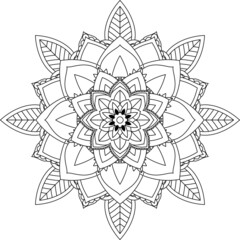 Easy Mandala coloring book simple and basic for beginners, seniors and children. Set of Mehndi flower pattern for Henna drawing and tattoo. Decoration in ethnic oriental, Indian style.
