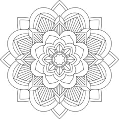 Easy Mandala coloring book simple and basic for beginners, seniors and children. Set of Mehndi flower pattern for Henna drawing and tattoo. Decoration in ethnic oriental, Indian style.