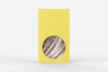 Corn Flakes, cereal paper packaging, isolated on white background. 3D rendering