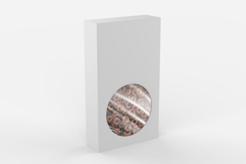 Corn Flakes, cereal paper packaging, isolated on white background. 3D rendering