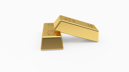 Gold bars isolated on a white background. 3D illustration	