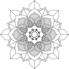 Easy Mandala coloring book simple and basic for beginners, seniors and children. Set of Mehndi flower pattern for Henna drawing and tattoo. Decoration in ethnic oriental, Indian style.