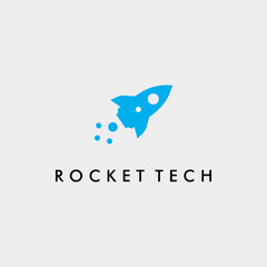 Blue rocket technology modern logo design