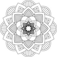 Fototapeta premium Easy Mandala coloring book simple and basic for beginners, seniors and children. Set of Mehndi flower pattern for Henna drawing and tattoo. Decoration in ethnic oriental, Indian style.