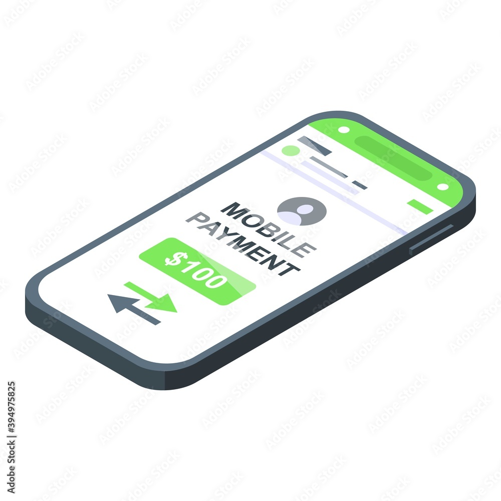 Poster phone mobile payment icon. isometric of phone mobile payment vector icon for web design isolated on 