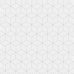 Vector Seamless pattern. Abstract geometric background with crossed hexagon. Hexagonal graphic design print cubes structure. Black and white lines seamless texture. EPS 10.