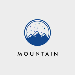 Mountain with stars modern logo illustration