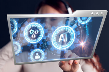 AI Learning and Artificial Intelligence Concept. Business, modern technology, internet and networking concept.