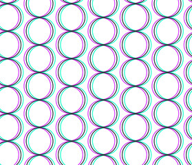 Seamless vector circles pattern. Repeat geometric elements with glitch effect. For design, cover, fabric and textile. Digital glitch image pattern.