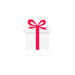 Gift box icon. Holiday concept with cute colorful present box. Vector illustration isolated on white.