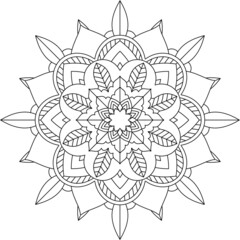 Easy Mandala coloring book simple and basic for beginners, seniors and children. Set of Mehndi flower pattern for Henna drawing and tattoo. Decoration in ethnic oriental, Indian style.