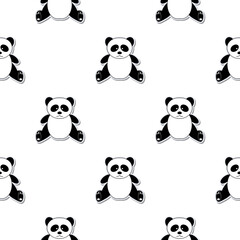 Seamless pattern with panda. Endless background. Good for postcards, prints, wrapping paper and backgrounds. Vector.