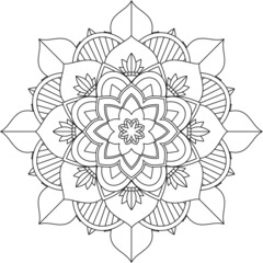 Easy Mandala coloring book simple and basic for beginners, seniors and children. Set of Mehndi flower pattern for Henna drawing and tattoo. Decoration in ethnic oriental, Indian style.