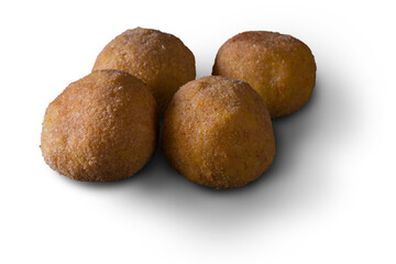 Arancini, Sicilian street food. Rice's balls with meat and vegetables.