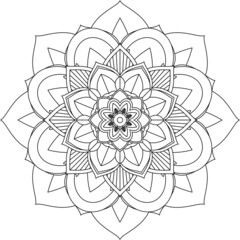 Easy Mandala coloring book simple and basic for beginners, seniors and children. Set of Mehndi flower pattern for Henna drawing and tattoo. Decoration in ethnic oriental, Indian style.