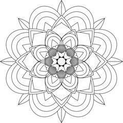 Easy Mandala coloring book simple and basic for beginners, seniors and children. Set of Mehndi flower pattern for Henna drawing and tattoo. Decoration in ethnic oriental, Indian style.