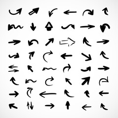 Vector set of hand-drawn arrows, elements for presentation