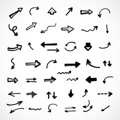 Vector set of hand-drawn arrows, elements for presentation