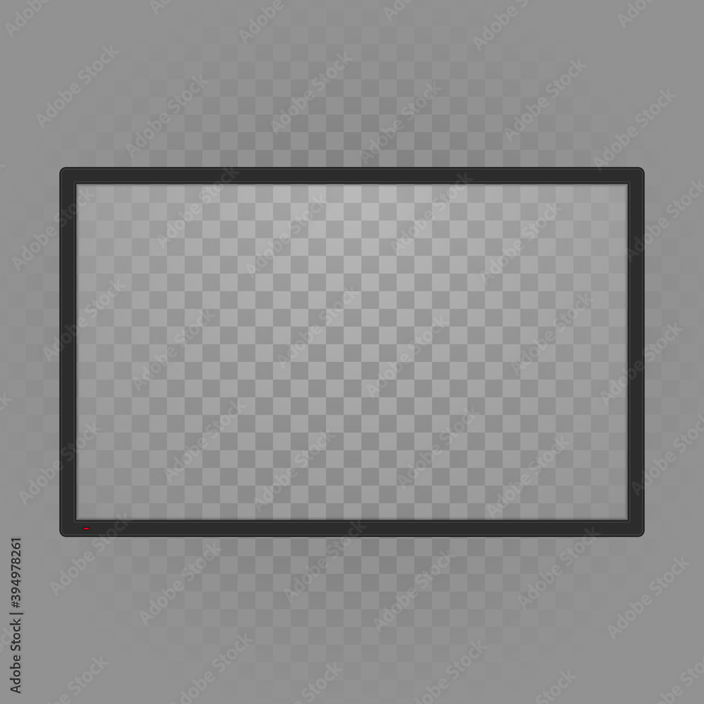Poster Empty tv frame with reflection and transparency screen isolated. Blank screen lcd, plasma, panel or TV for your design. Vector illustration in realistic style. EPS 10.