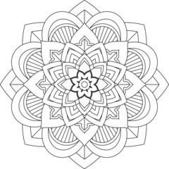 Easy Mandala coloring book simple and basic for beginners, seniors and children. Set of Mehndi flower pattern for Henna drawing and tattoo. Decoration in ethnic oriental, Indian style.