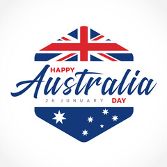 Happy Australia Day , january 26 with lettering and Hexagon australian national flag illustration vector design