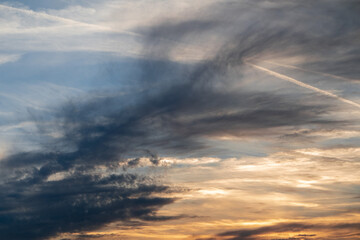 Fototapeta premium dramatic blue sky sunset sunrise with clouds 