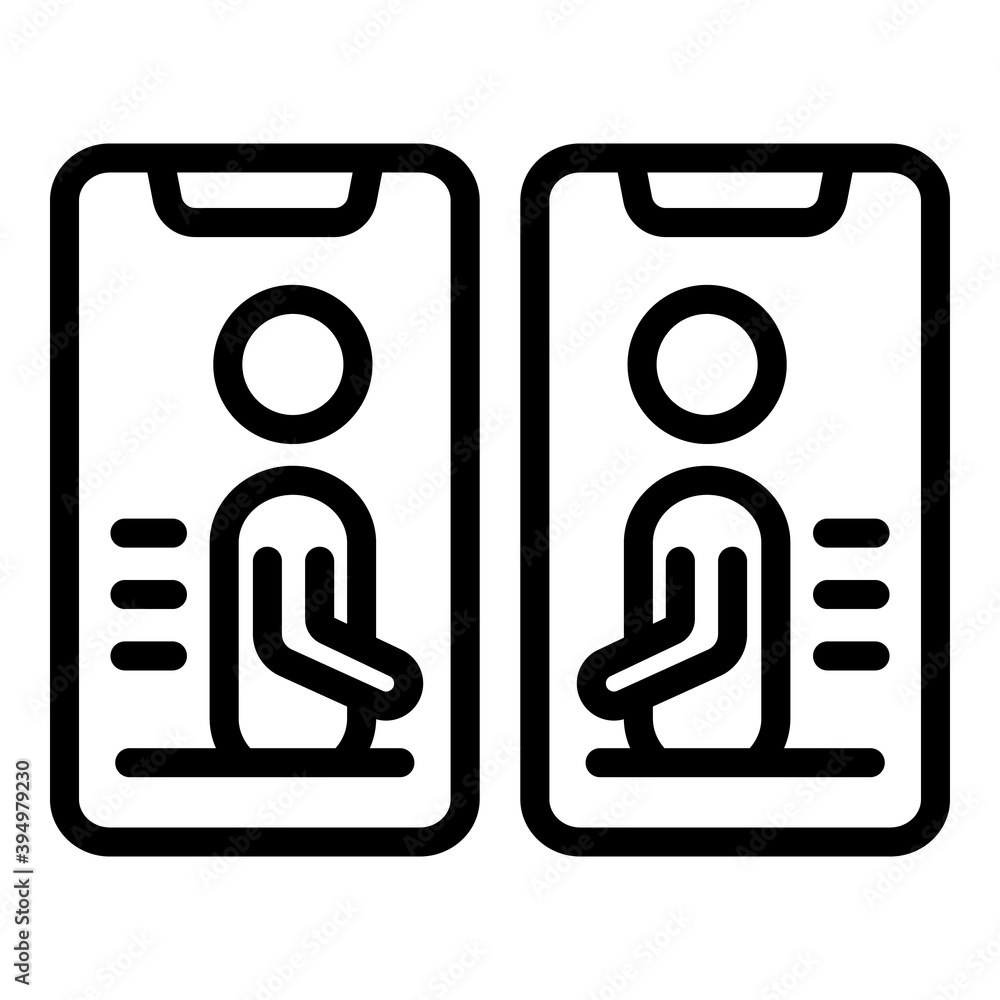 Poster online smartphone communication icon. outline online smartphone communication vector icon for web de