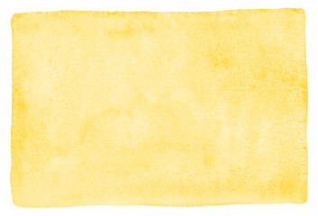 Light honey yellow watercolor stains background with rounded corners and rough, uneven artistic edges. Rectangle watercolour texture. Abstract hand drawn painted template for text, lettering.