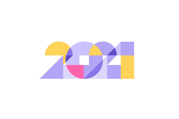 Happy New Year 2021 greeting card template. 2020 New Year logo. Design for banner, poster, brochure or print. Modern vector lettering. Vector illustration.