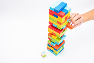  Tower game. Family Game Colored Wooden Cubes