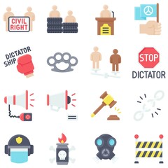 Protest related vector icon set 2, flat style