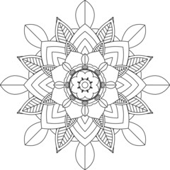 Easy Mandala coloring book simple and basic for beginners, seniors and children. Set of Mehndi flower pattern for Henna drawing and tattoo. Decoration in ethnic oriental, Indian style.