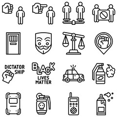 Protest related vector icon set 1, line style