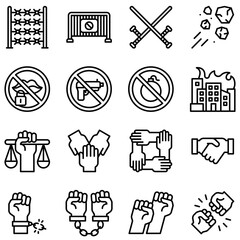 Protest related vector icon set 3, line style