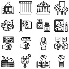 Protest related vector icon set 4, line style