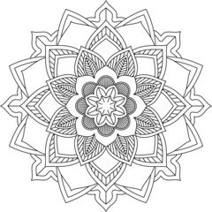 Easy Mandala coloring book simple and basic for beginners, seniors and children. Set of Mehndi flower pattern for Henna drawing and tattoo. Decoration in ethnic oriental, Indian style.