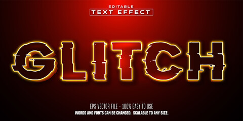 Glitch text, red color style editable text effect