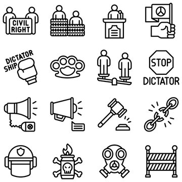 Protest related vector icon set 2, line style