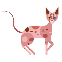 Hairless Sphynx Geometric Cat Flat Design Icon