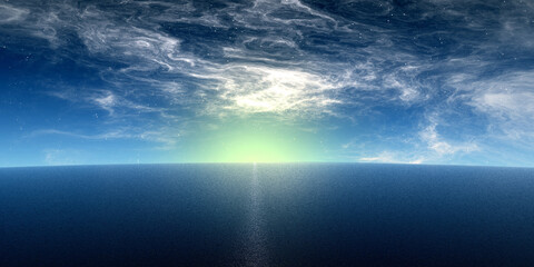 Obraz premium Alien Planet. Lake. 3D rendering