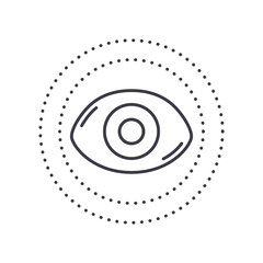 Eye looking icon, linear isolated illustration, thin line vector, web design sign, outline concept symbol with editable stroke on white background.