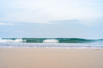 Beautiful beach background against blue sky in Phuket Thailand.