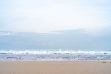 Beautiful beach background against blue sky in Phuket Thailand.