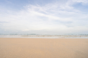 Beautiful beach background against blue sky in Phuket Thailand.