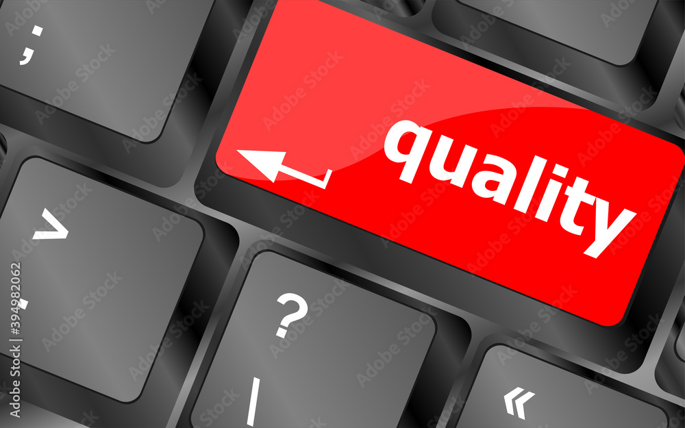 Poster quality button on computer keyboard showing business concept